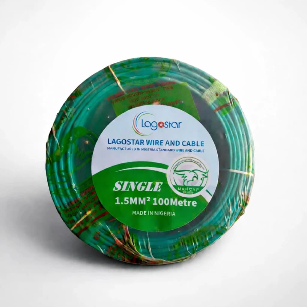 Lagostar 1.5MM² Single Core Copper Electrical Cable – 100m Premium Roll (Nigeria Standard Wire)